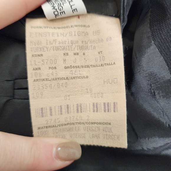 Hugo Boss Made In Turkey 100% Virgin Wool Black Suit Coat 46 L - Picture 10 of 11